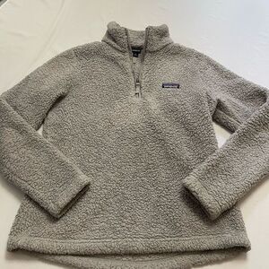 Patagonia Women’s Los Gatos Light Gray Logo 1/4 Zip Fleece Pullover Size Medium